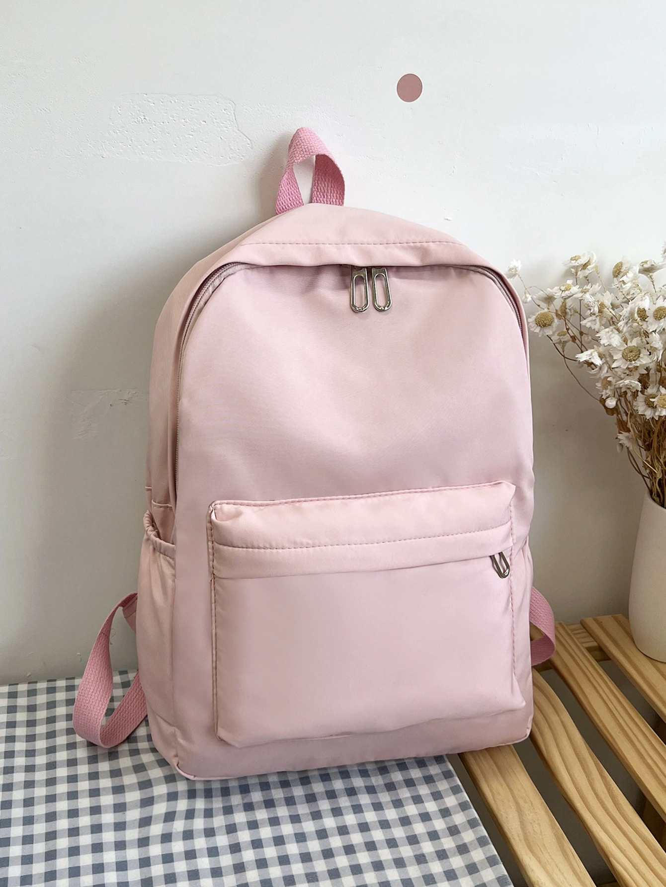 (Кросс-бортная торговля)?, fashionable solid color backpack, capacious school bag, simple and elegant design