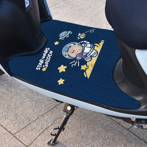Household Cartoon Electric Vehicle Foot Mats Universal Motorcycle Pedal Mats Cuttable Thickened Wire Ring Waterproof Mats