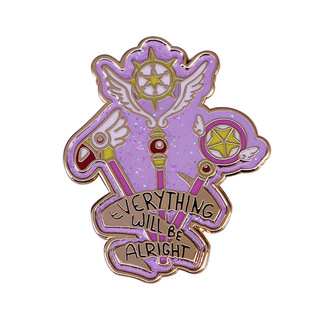Everything will be fine Magic Wand Brooch Girl Cartoon Magic Card Girl Sakura Inspiration Badge