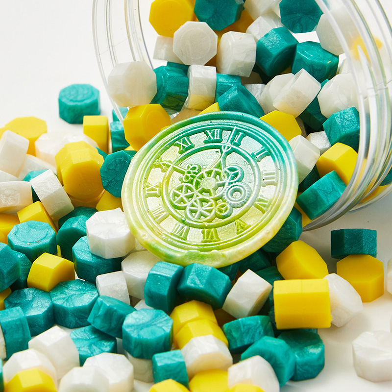 Cera de pintura al fuego, juego completo de sellos de pintura al fuego, octogonal, transparente, colorido, bolsa de colores mezclados, cera, venta al por mayor barata