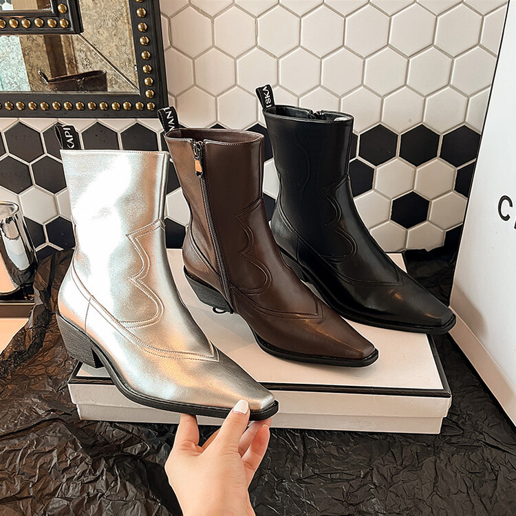 Retro chelsea English style square toe with zipper