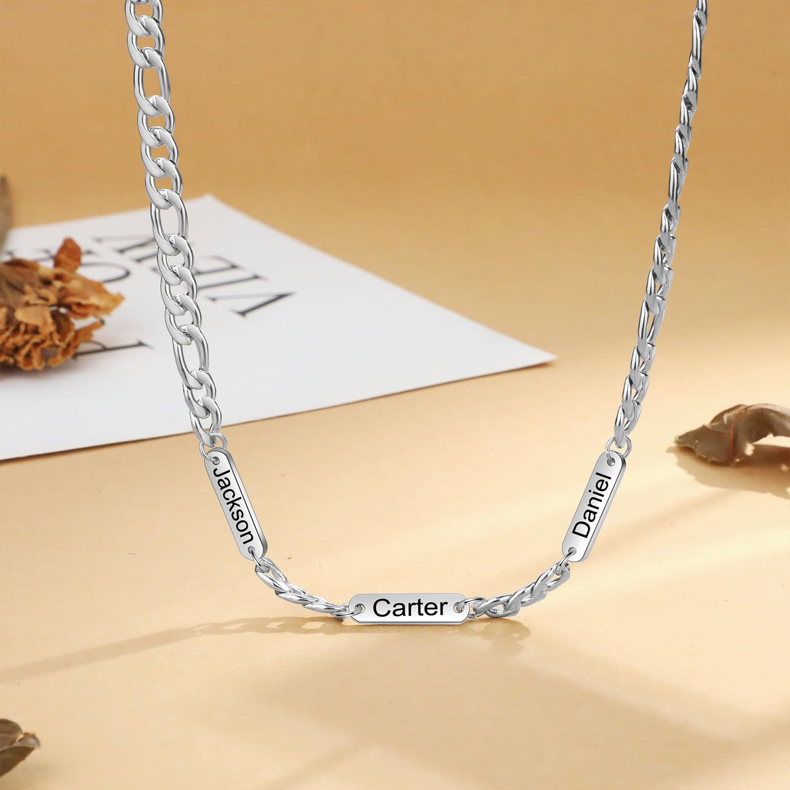 European and American New Style Personalized Figaro Necklace Stainless Steel Simple Fashion Gift for Boyfriend DIY Engraved Name Necklace