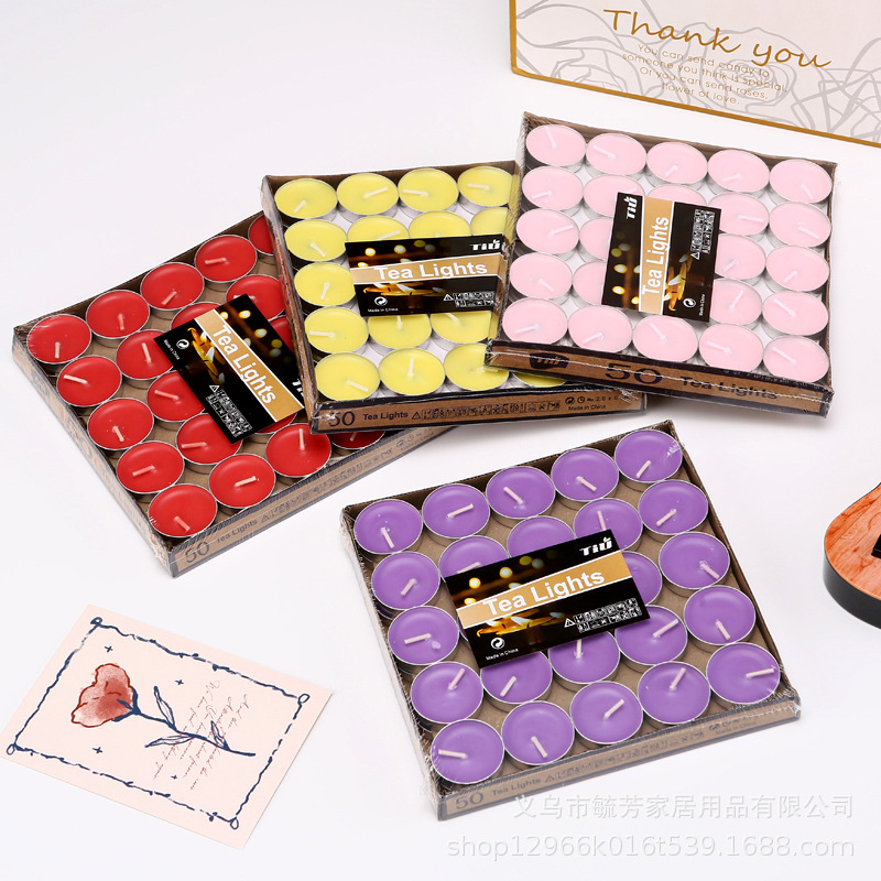 Velas de aromaterapia sin humo Día de San Valentín Imagen de péndulo romántico Fragancia redonda 5g 50 piezas Té caliente Cera de té al por mayor