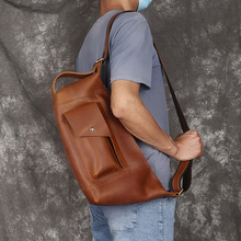 疯马皮男士胸包真皮男包头层牛皮复古个性男式腰包斜挎单肩包背包