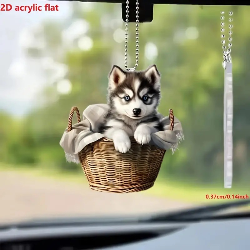 2D pequeños regalos perros husky 2D joyas creativas canestas colgantes colgantes de espejos retrovisores de automóviles decoración del árbol de Navidad