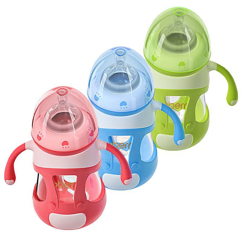 Biberón de Vidrio con Funda de Silicona 240ml de Vidrio de Borosilicato