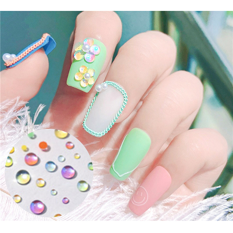 Transfronteriza nueva sirena colorida perla Aurora cristal transparente decoración de uñas joyería de uñas DIY 300 piezas en stock