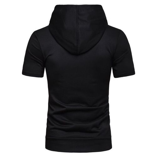 Zip-up Hat Opening Short Sleeve T-shirt Men's Hooded Sweatshirt Long Sleeve Top Short Clothing Summer Short