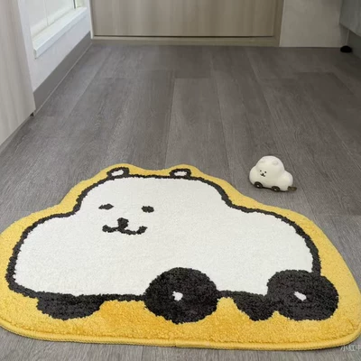 Cartoon-style faux cashmere bathroom mat, small – Avtomobil döşəmə paspasları - little-white-car-4060cmskin-friendly-imitation-cashmere