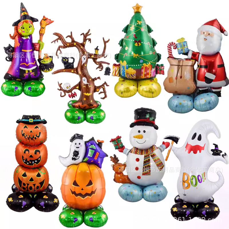Insクリスマス雪だるま老人ハロウィーンカボチャクリスマスツリーアルミ膜風船祝日パーティー装飾配置|undefined
