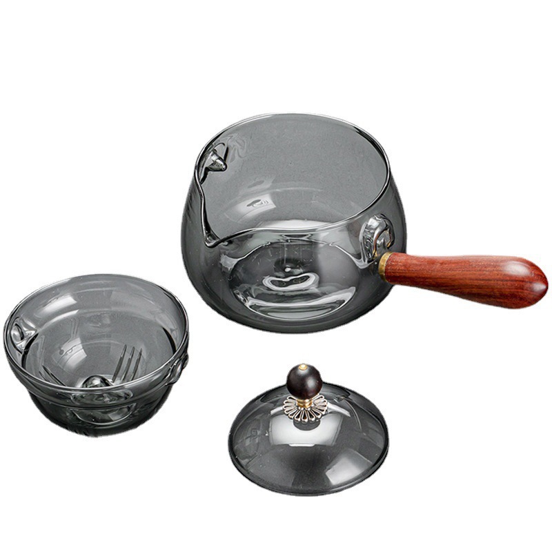 360 grados de rotación caliente resistente al calor de ocio olla ahumado vidrio borosilicato gris ocio té fabricante engrosada a prueba de explosiones