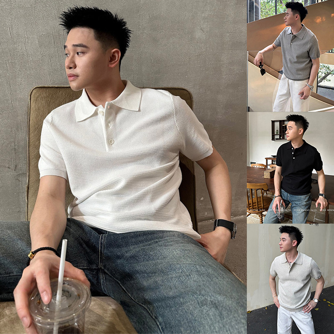 Polo camiseta de punto camiseta de manga corta hombre paul viejo dinero estilo de negocios camiseta de hielo de verano fábrica transfronteriza al por mayor