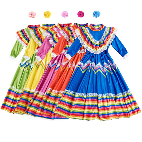 Amazon's best-selling foreign trade five-color Mexican ethnic Spanish large skirt dress stage performance clothing