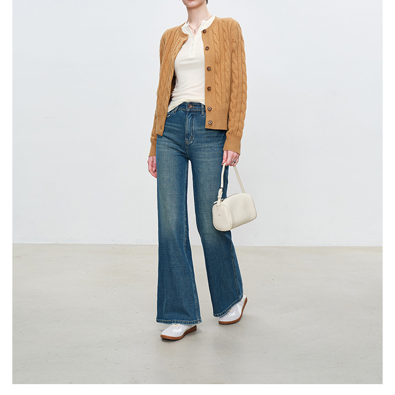 Supermodel Legs Four Colors Available Pear-Shaped Straight-Leg Slightly Flared Jeans for Women Slimming Slightly Flared Jeans