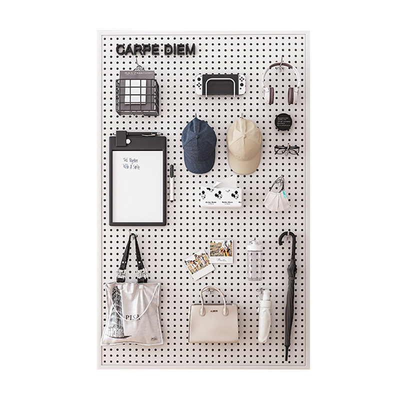 Estante de tablero de agujeros Estante de almacenamiento sin agujeros en la pared de agujeros redondos Estante de exhibición de tablero de agujeros en la pared de acero inoxidable