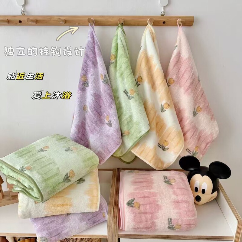 Ins High-Looking Pink Tulip Printed Bath Towel Towel Set Absorbs Water, Quick-Drying and Does Not Shed Lint, Large Bath Towel Ins High-Looking Pink Tulip Printed Bath Towel Towel Set Absorbs Water, Quick-Drying and Does Not Shed Lint, Large Bath Towel