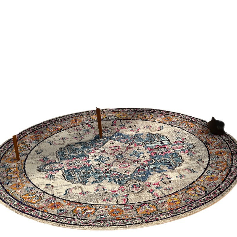 Alfombra redonda de estilo étnico transfronterizo bohemio vintage colgante cesta estera dormitorio sala de estar alfombra estera tienda al aire libre