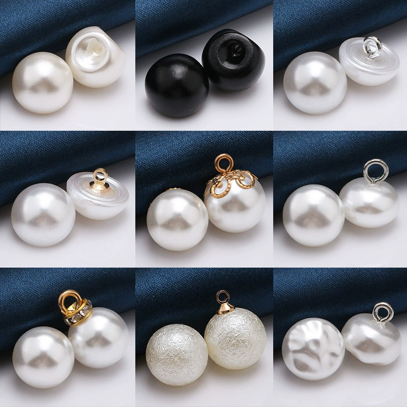 Черно-белые жемчужные пуговицы, Cheongsam с искусственным жемчугом, пуговицы для костюма, пуговицы-грибы, лысые пуговицы, круглые медные ножки, пуговицы-пучки на пару.