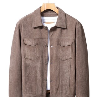 24 Spring New Men's Jacket Men's Spring and Autumn Outdoor Casual plus size Jacket Men's Suede Single Layer Jacket
