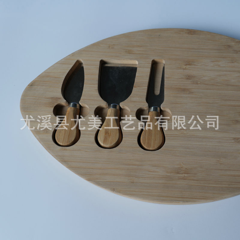 Juego de tabla de quesos de bambú ovalado Juego de tabla de queso de queso portátil Filete Bandeja de pizza Hornear pastel