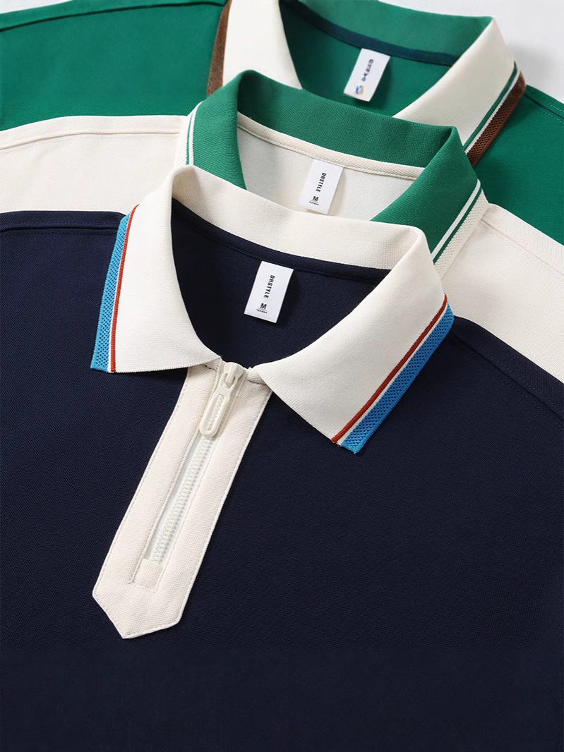 Semia cremallera color poliéster algodón empresa ropa de trabajo ropa deportiva con solapa camiseta de polo de manga corta personalizada