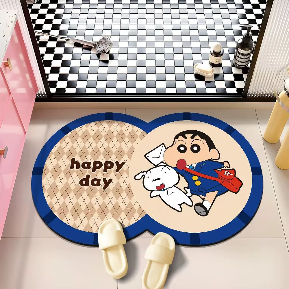 Милый мультяшный коврик для ванной комнаты Crayon Shin-chan, бытовой коврик для раковины в ванной комнате, водопоглощающий коврик для ног, предотвращающий падение, коврик для двери туалета