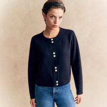 SZ金属按扣羊毛开衫外套春秋外贸纯元单尾单高端奢侈品女装原厂代