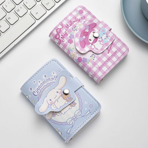 Elegant Hello Kitty Card Holder with Multiple Card Slots and Kosuke Dog Design, Suitable for Ladies, with Kuromi ID Storage Feature