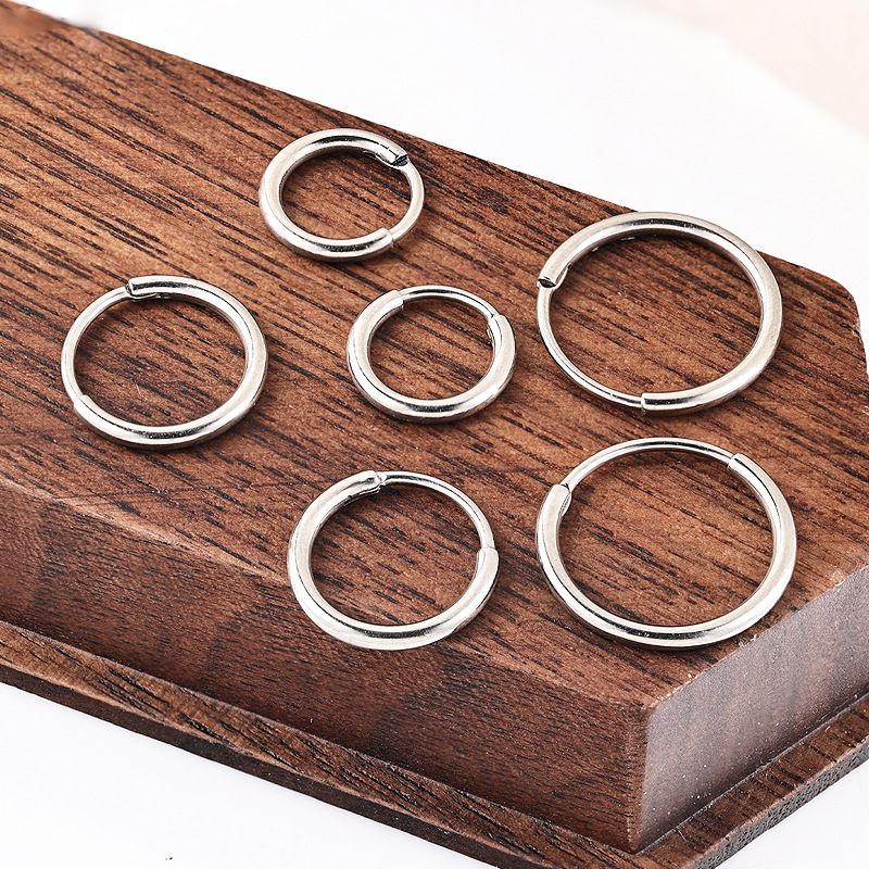 Zesen F136 Titanium Alloy One-Piece Earrings G23 Titanium Round Wire Earrings Circle Earring Ear Buckle Piercing Jewelry detail image 8