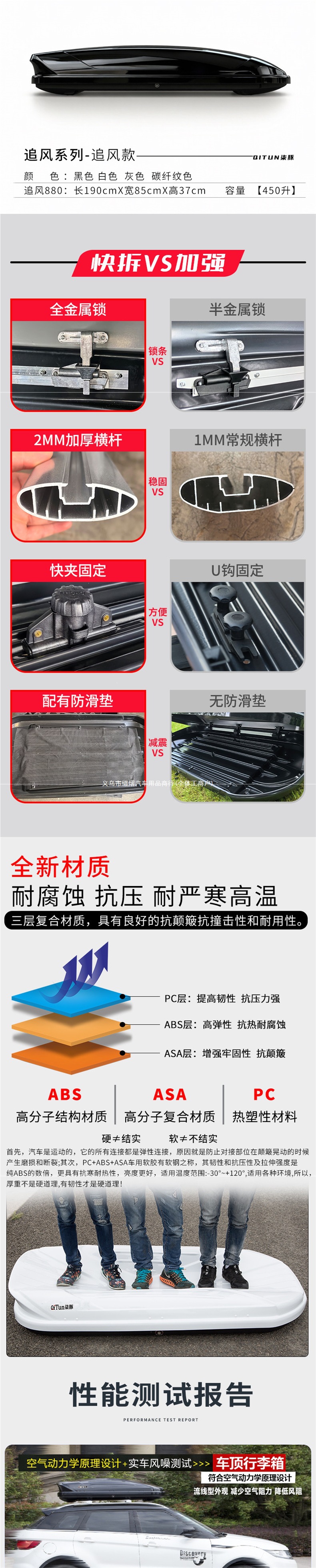 Universal SUV off-road roof luggage box, carbon fiber pattern car travel box, large-capacity roof luggage accessory
