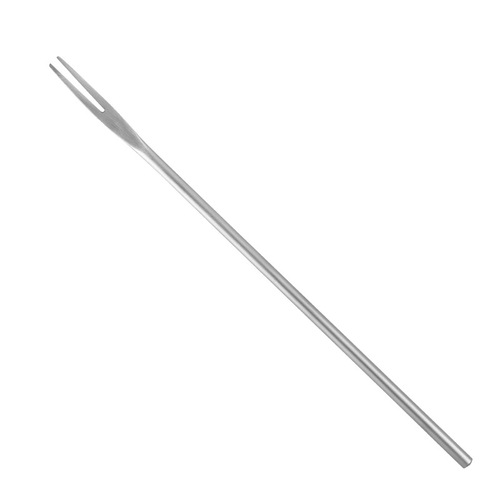 Creative Japanese style 304 stainless steel sanded solid fruit fork with long handle, round handle, mooncake dessert cake, 2-tooth fruit pick
