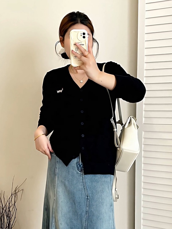 【包邮】大码女装宽松慵懒外套女v领上衣2025秋款胖mm针织衫开衫|undefined