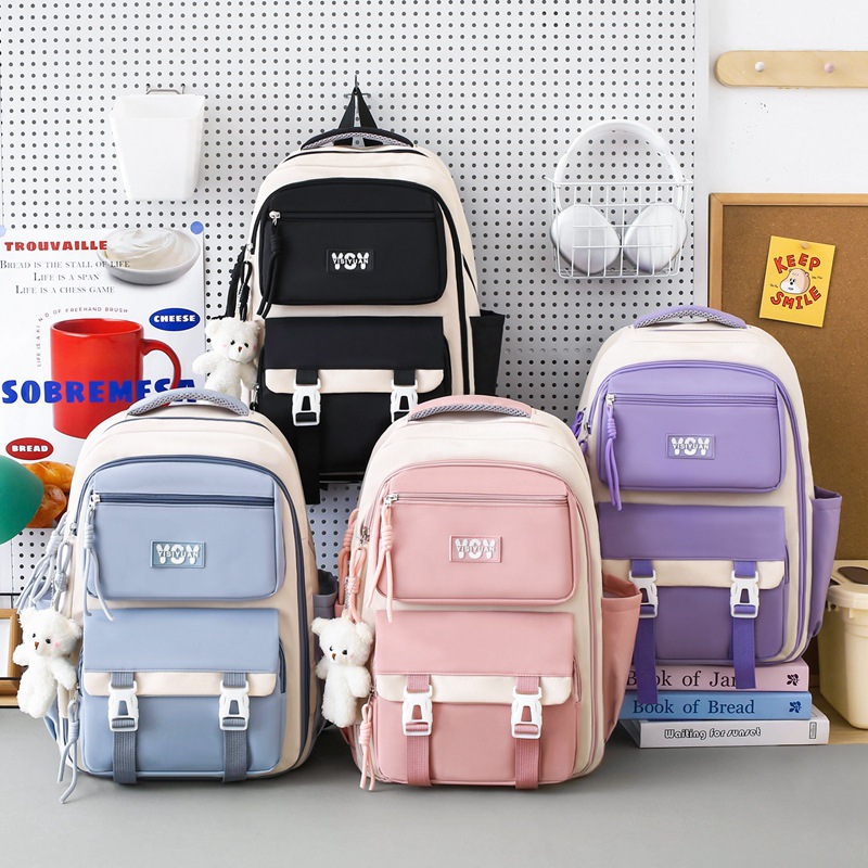 Bolsa de escuela de estudiantes coreanos de escuela secundaria, alta capacidad, color de marea, mochila de mujer, mochila multifuncional.