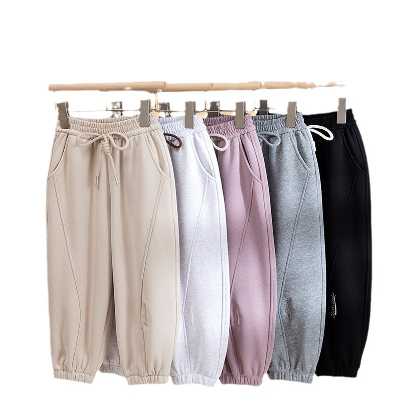 어린이 가을 및 겨울 캐주얼 바지 통합 기모 바지 소년 소녀 웨스턴 스타일 따뜻한 패딩 얇은 벨벳 스포츠 바지 바지