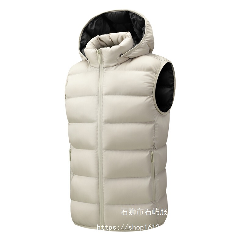 Men's detachable hooded vest for autumn and winter, warm, sleeveless, padded down vest, thickened, solid color, casual outerwear Men's detachable hooded vest for autumn and winter, warm, sleeveless, padded down vest, thickened, solid color, casual outerwear