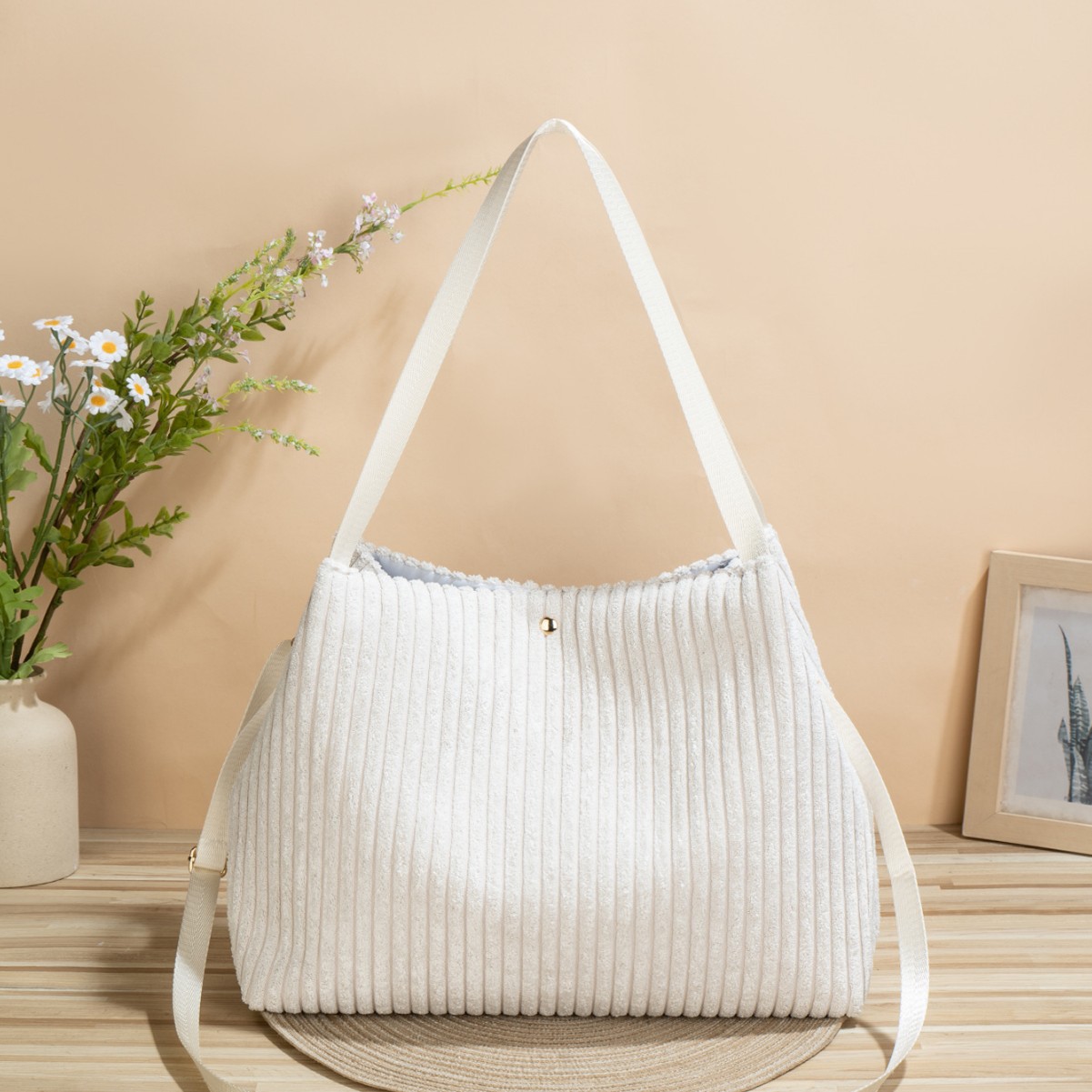 Transfronterizo nuevo bolso de terciopelo de meandera de gran capacidad de mujer otoño y invierno alto portátil versátil almacenamiento de viaje