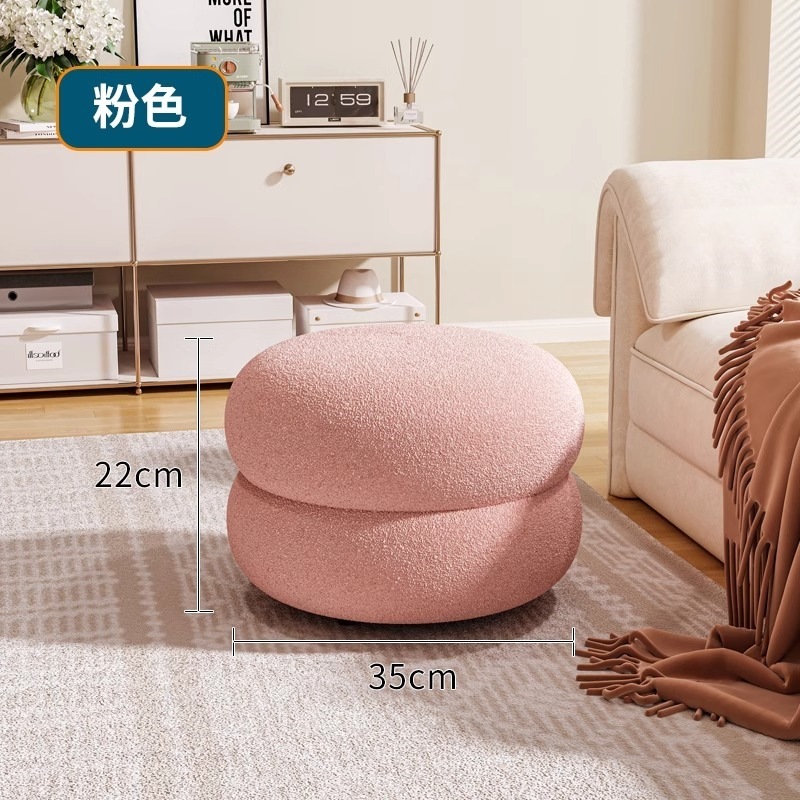 リビングルーム用ラムウールベンチ、家庭用丸型スツール、玄関用ネットセレブ子供用ソファ、低スツール、シンプルなスツール、靴交換用スツール|undefined