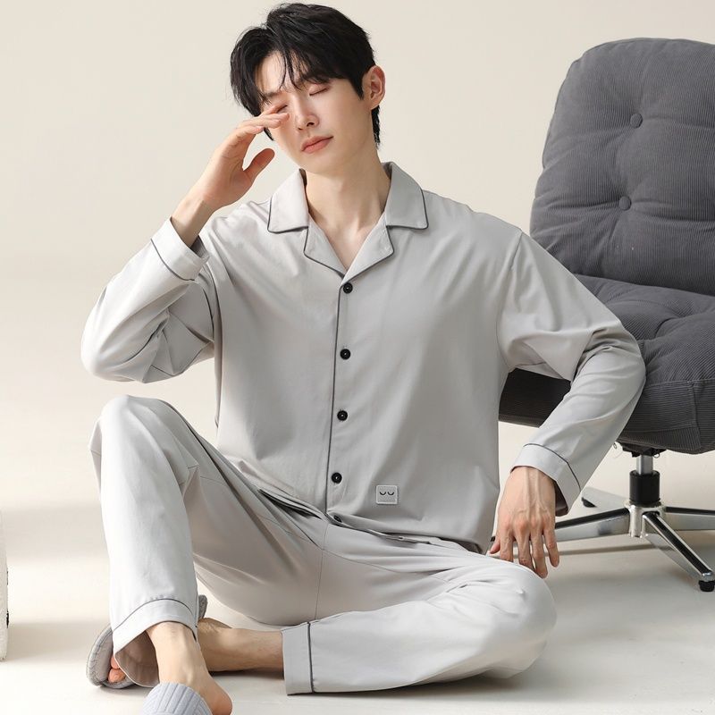 Pijamas de algodón para hombres primavera y otoño de alta gama se pueden usar para hombres otoño y invierno conjunto de ropa de hogar