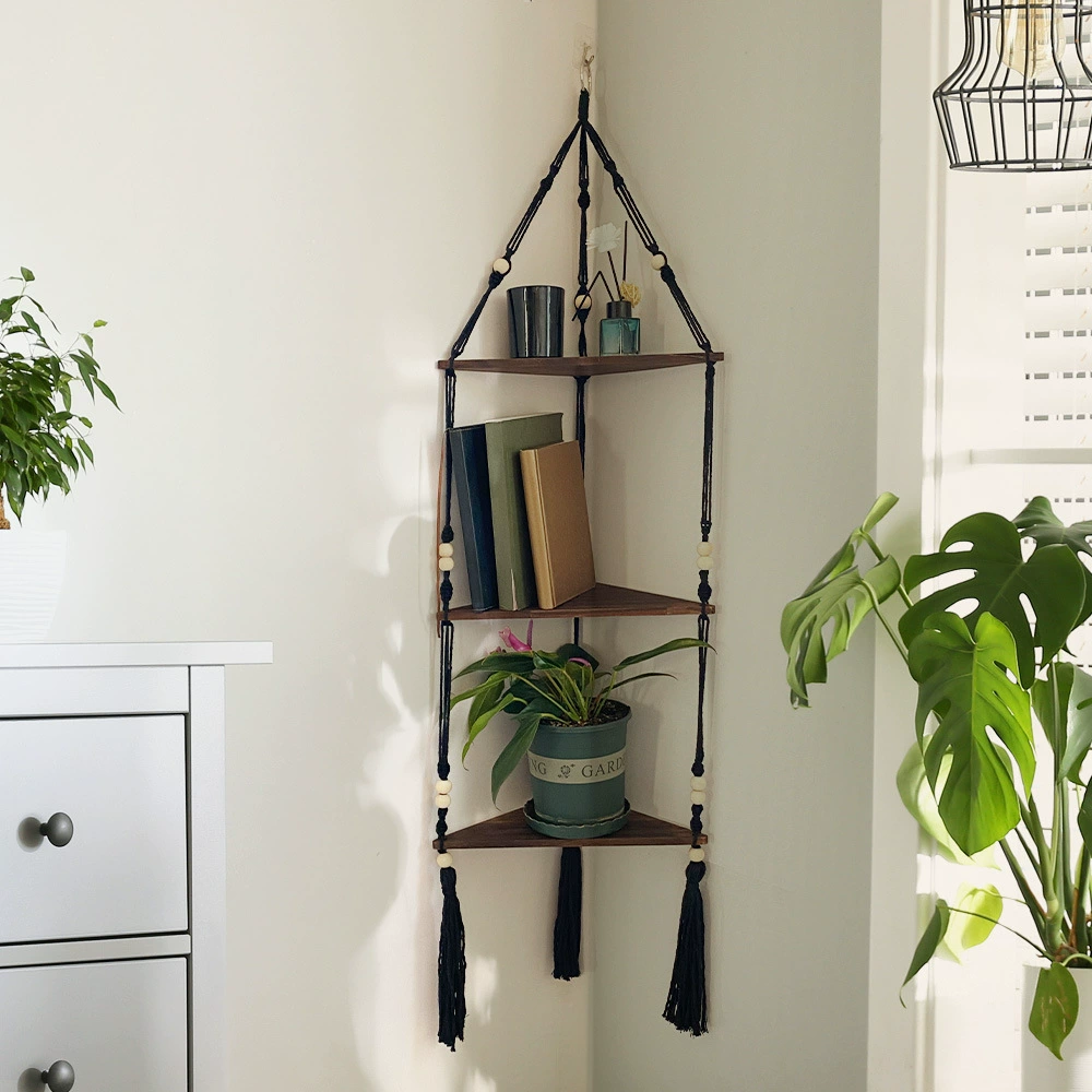 Новый угловой держатель для хранения бохо-хемский хлопок веревка ручной вязки треугольник для дома в семье декоративный цветочный горшок для хранения