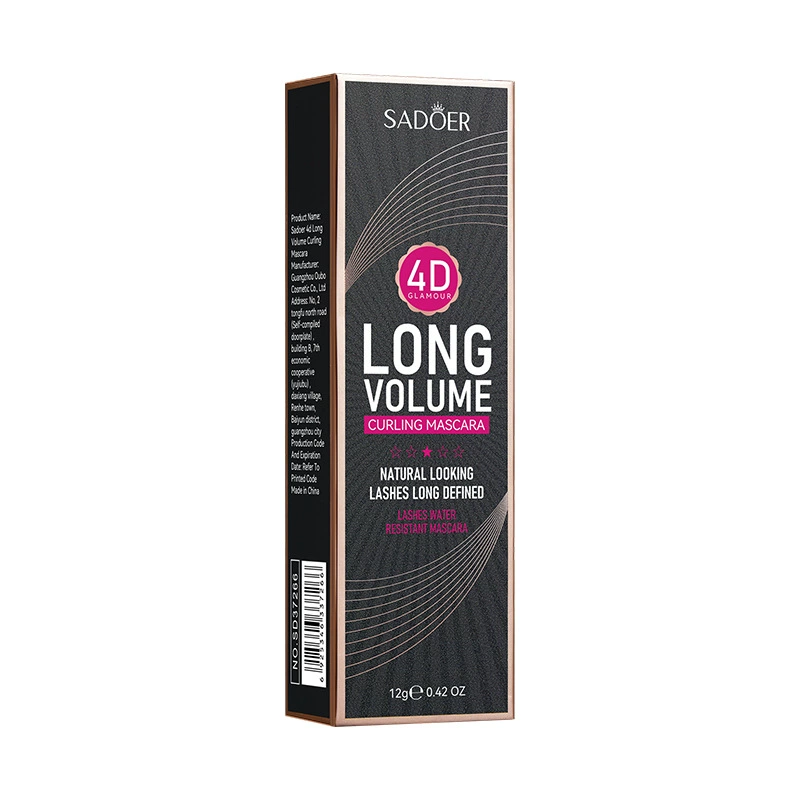 Тушь SADOER long volume для подкручивания и удлинения, 12 г, 4D‑эффект, чёрная