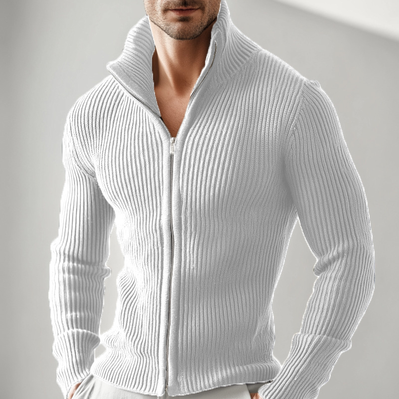 Nuevos hombres en Europa y los Estados Unidos a través de la frontera 100 suéteres con cremallera, chaquetas de manga larga, chaquetas de cuello vertical, chaquetas sólidas ajustadas