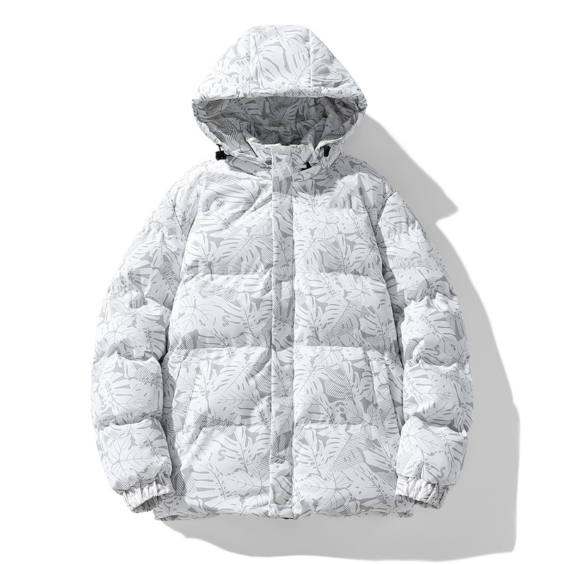 情侣款枫叶棉衣新款枫叶迷彩棉衣学生连帽加厚棉服青少年棉衣白色|undefined