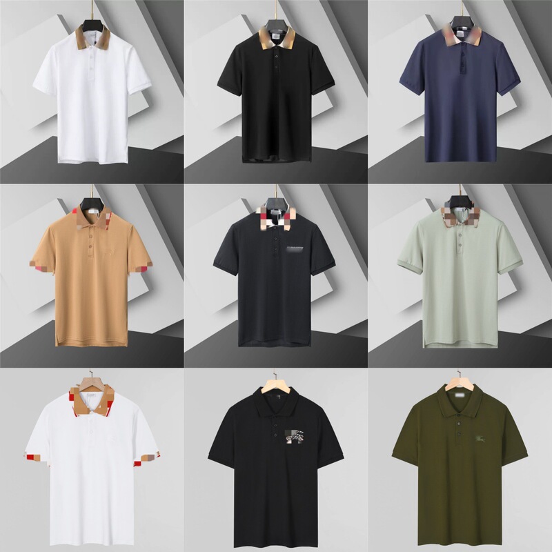 High-Quality Authentic 26 New Model Burberry Correct Version Logo Embroidered Polo Shirt Men's Short Sleeve High-Quality Authentic 26 New Model Burberry Correct Version Logo Embroidered Polo Shirt Men's Short Sleeve