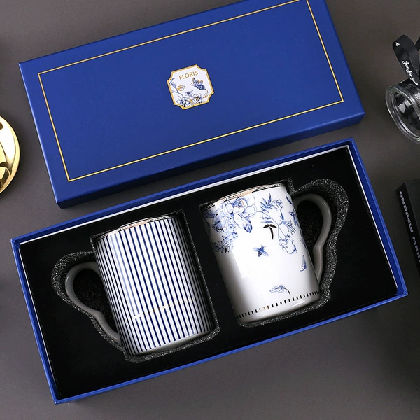 Walking time set two mug blue
