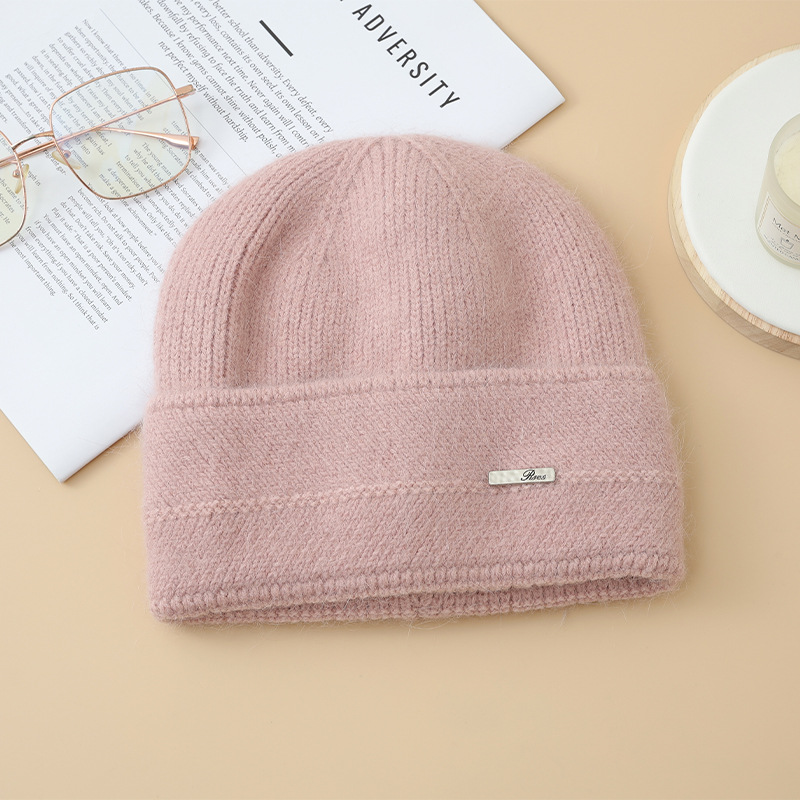 Japanse stijl voor vrouwen, herfst en winter, veelzijdige, dikke, warme, koudebestendige gebreide muts, afslankend voor het gezicht en de oren_voghion.com