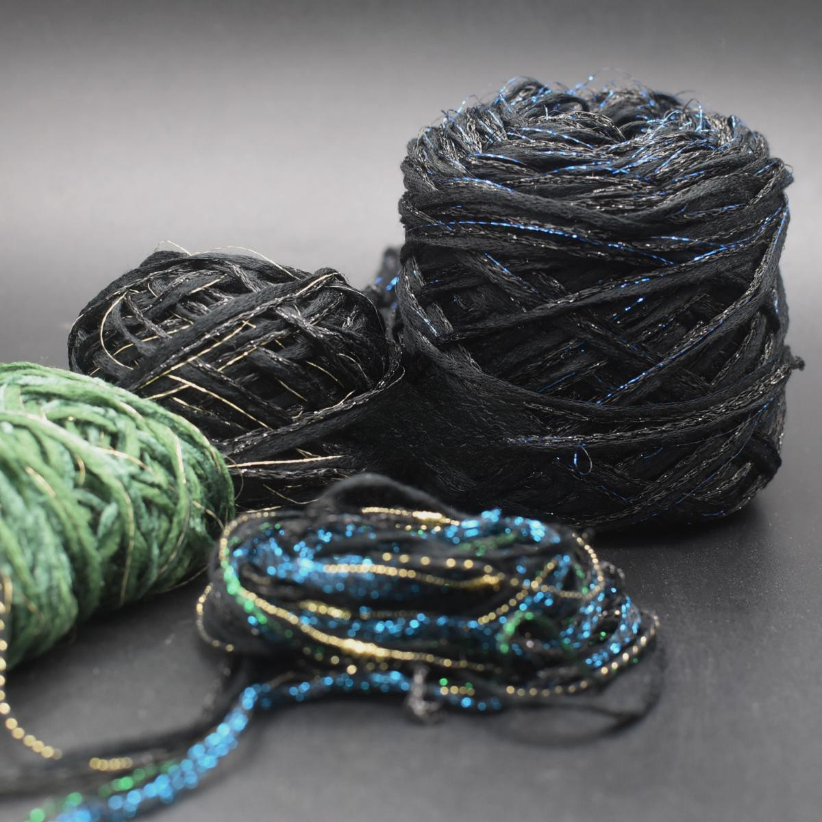 闪丝带子纱黑金黑银黑蓝DIY自制小香22bag垃圾包用线钩针 306