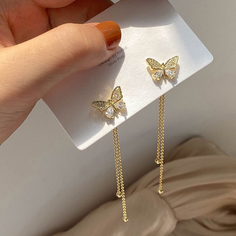 1 Pair Elegant Butterfly Plating Inlay Alloy Artificial Diamond Drop Earrings display picture 5