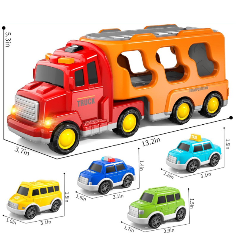 [주황색 수납카] 대형차 1대 + 소형차 4대 - 컬러박스