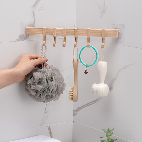 Traceless punch-free load-bearing adhesive hook bathroom bathroom towel hanger six-link corner adjustable hook