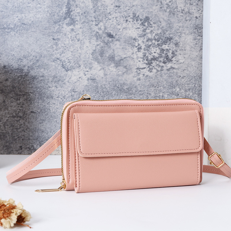 2023 nueva pantalla táctil bolso del teléfono móvil de las mujeres de estilo coreano multi-funcional de gran capacidad crossbody bolsa de moda cremallera billetera horizontal